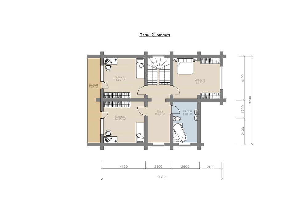 Проект двухэтажного дома ДК-004